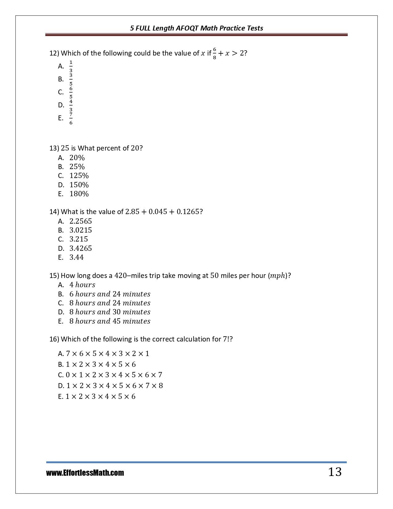 5 Full-Length AFOQT Math Practice Tests: The Practice You Need to Ace ...