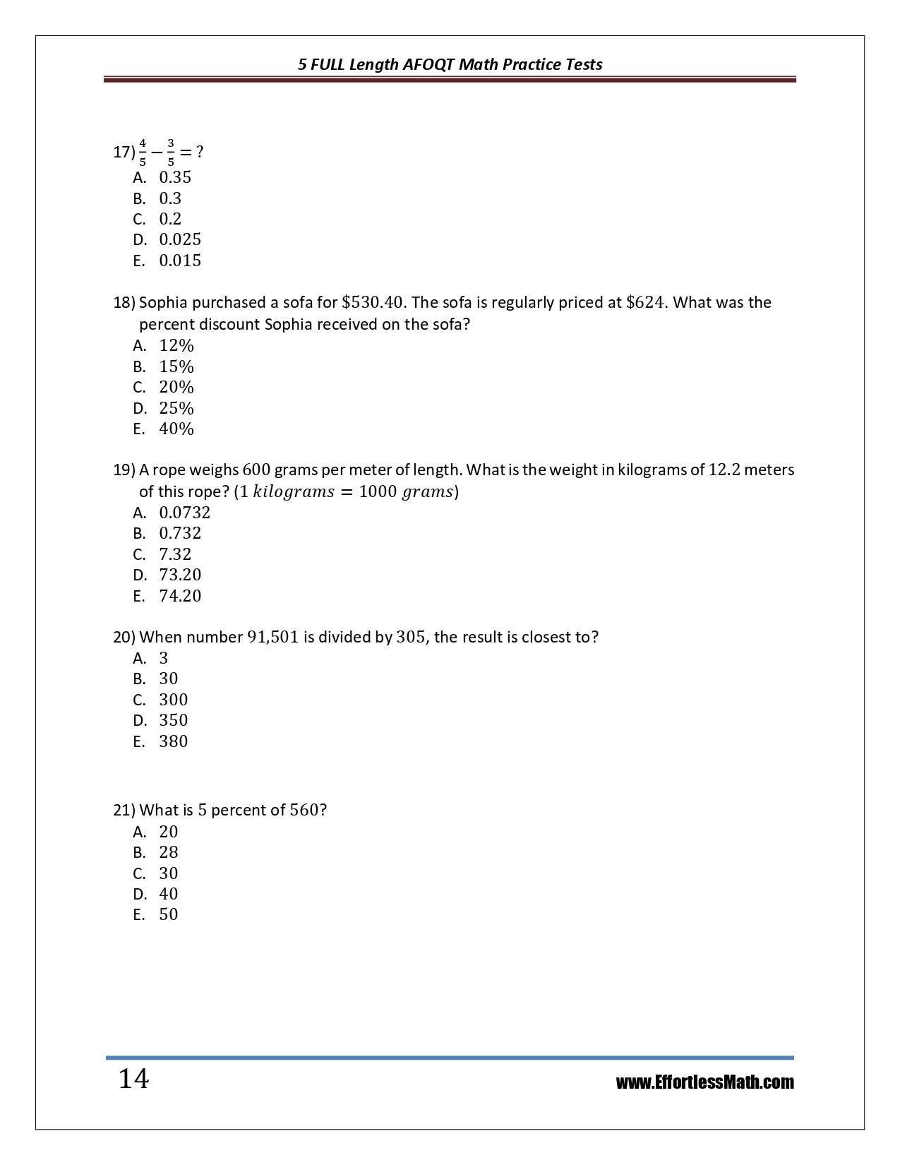 5 Full-Length AFOQT Math Practice Tests: The Practice You Need to Ace ...