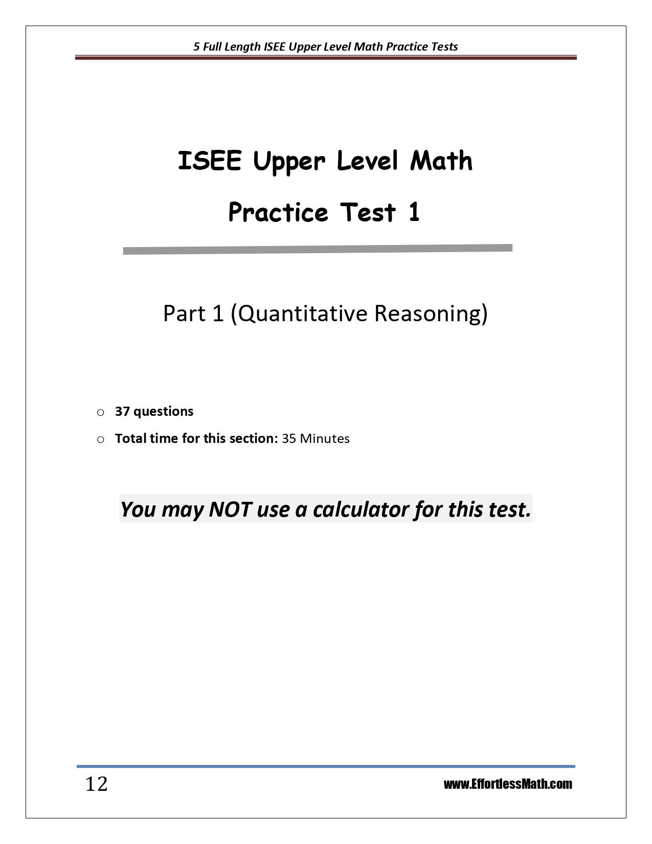 5 Full-Length ISEE Upper Level Math Practice Tests: The Practice You ...