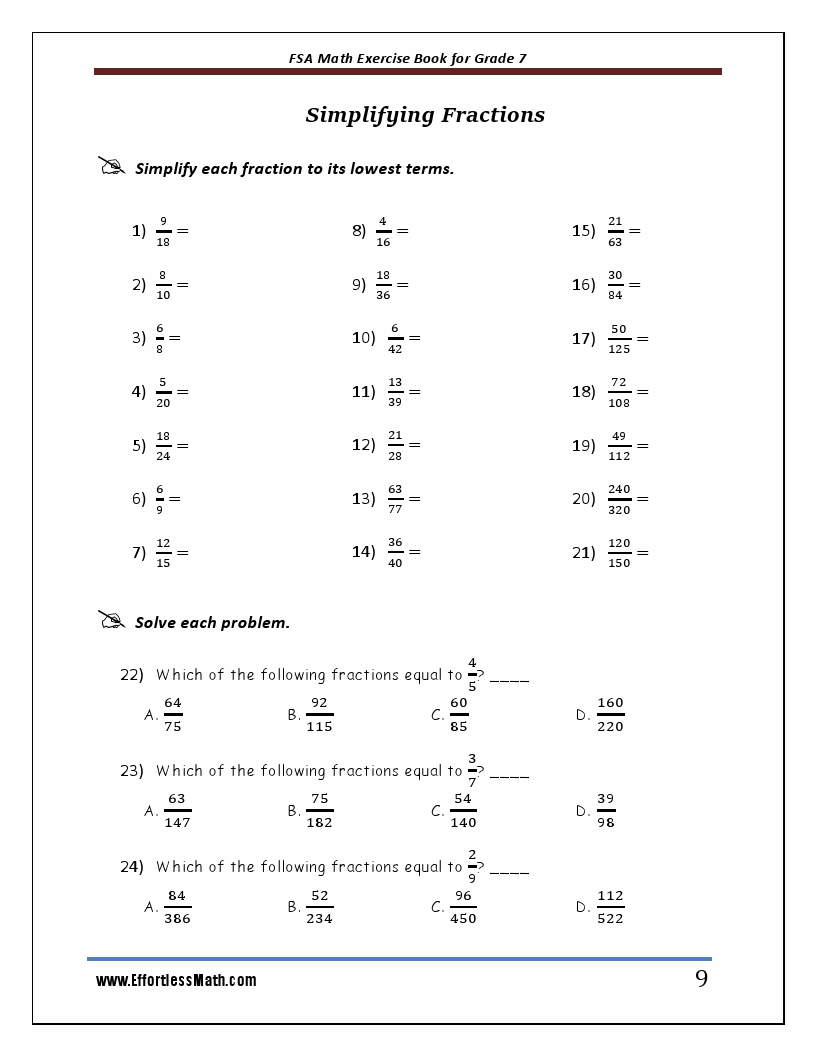 7th grade fsa math practice test