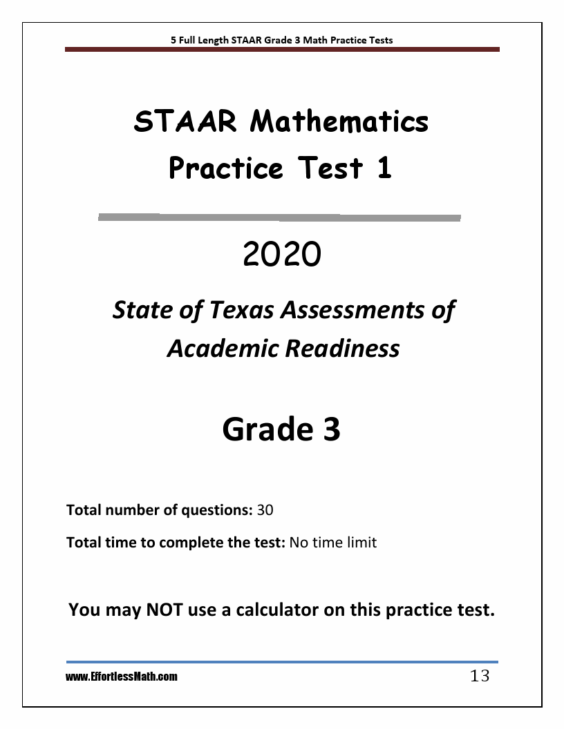 5 FullLength STAAR Grade 3 Math Practice Tests The Practice You Need