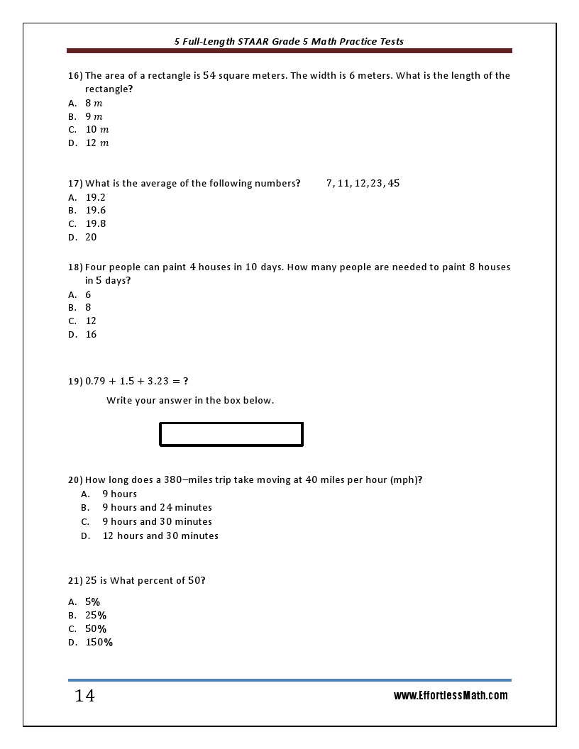 5 Full Length Staar Grade 5 Math Practice Tests The Practice You Need To Ace The Staar Math 0682