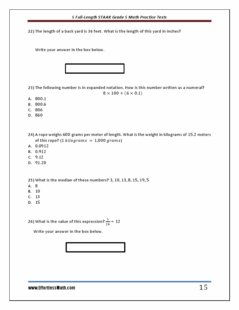 5 Full Length Staar Grade 5 Math Practice Tests The Practice You Need To Ace The Staar Math 0010