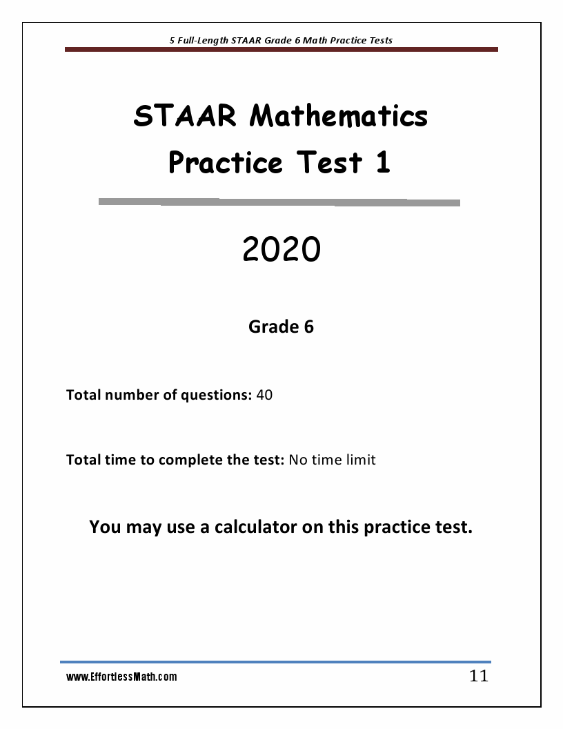 5 FullLength STAAR Grade 6 Math Practice Tests The Practice You Need