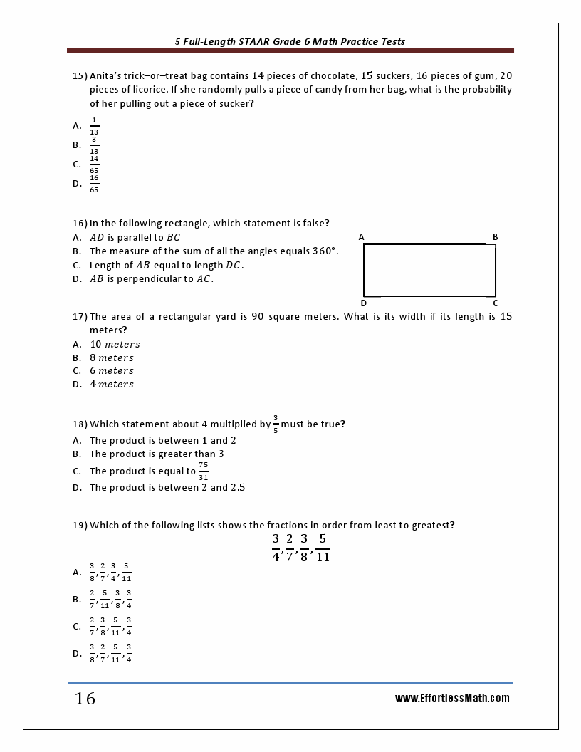 5 Full-Length STAAR Grade 6 Math Practice Tests: The Practice You Need ...