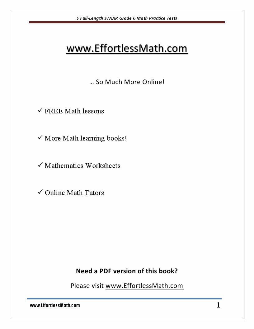 5 FullLength STAAR Grade 6 Math Practice Tests The Practice You Need