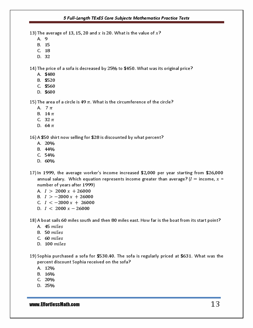 Test CORe Sample Questions