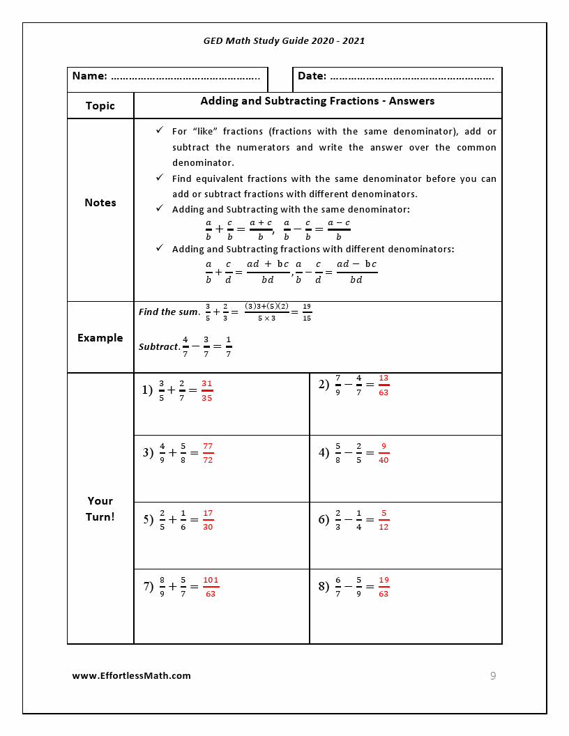 ged math test study guide