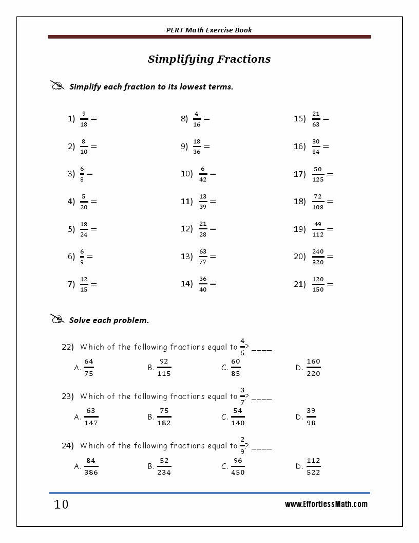 PERT Math Exercise Book: Student Workbook and Two Realistic PERT Math ...