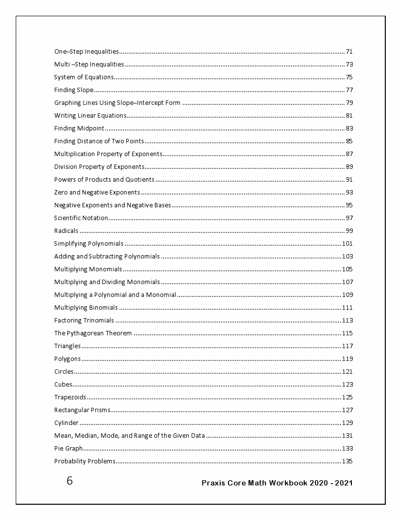 Praxis Core Math Workbook 2020 2021 The Most Comprehensive Review For The Math Section Of The 5550