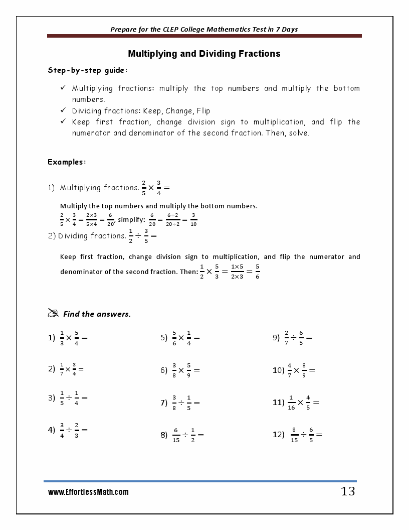 Prepare for the CLEP College Mathematics Test in 7 Days: A Quick Study ...