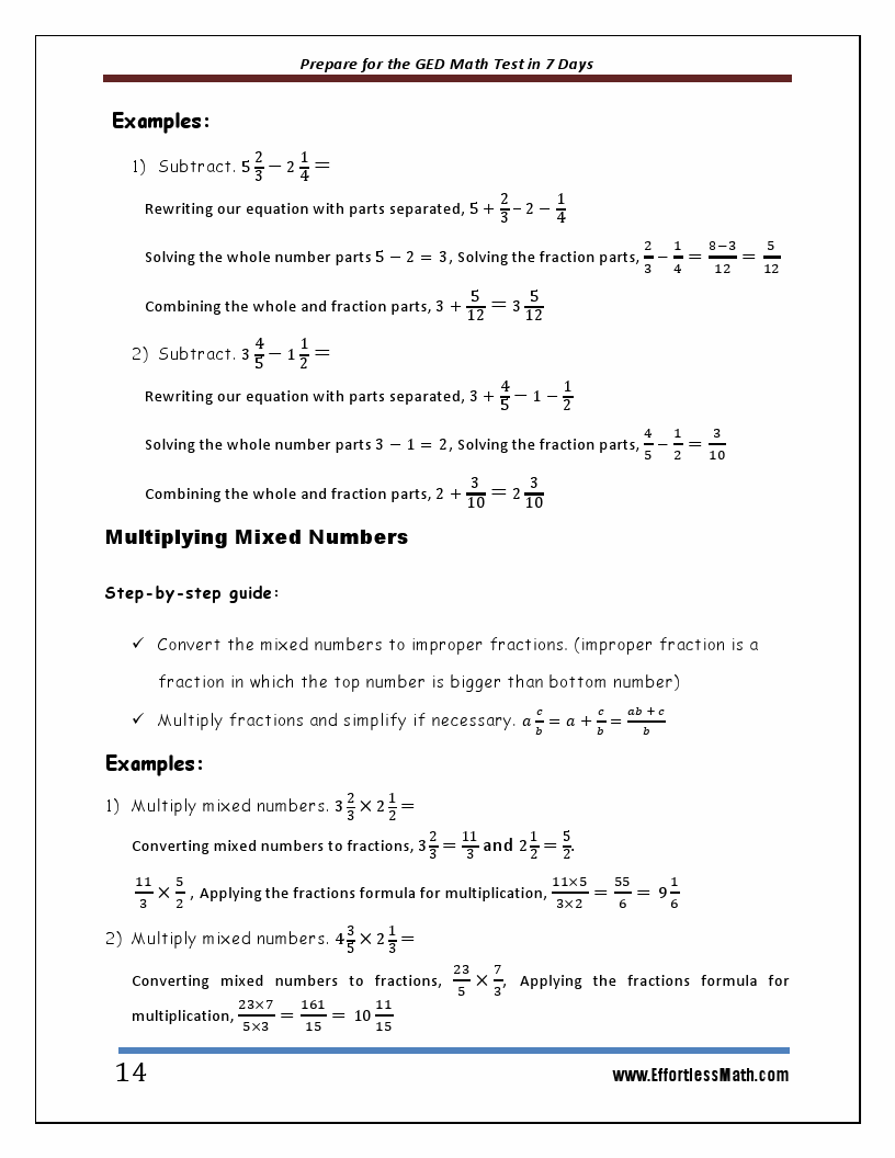 Prepare for the GED Math Test in 7 Days: A Quick Study Guide with Two ...