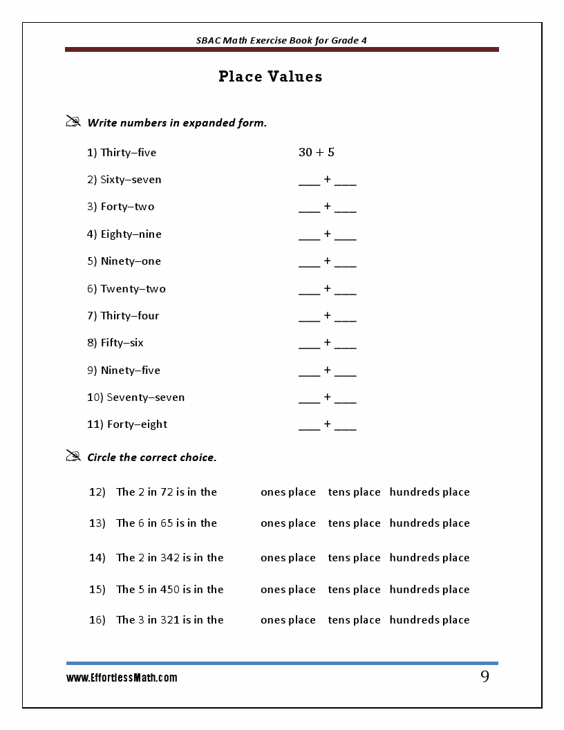 SBAC Math Exercise Book For Grade 4: Student Workbook And Two Realistic ...