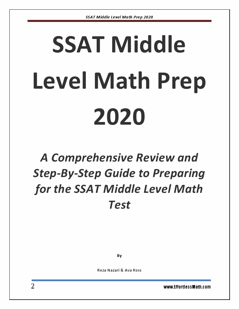 Ssat Middle Level Math Prep 2020 A Comprehensive Review And Step By Step Guide To Preparing For 5483