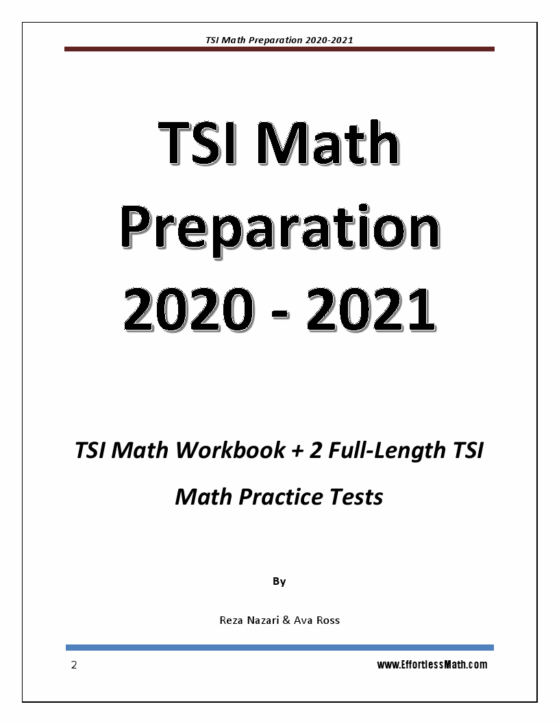 TSI Math Preparation 2020 2021 TSI Math Workbook + 2 FullLength TSI