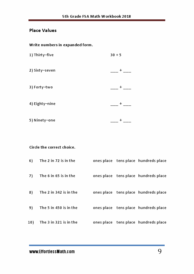 fsa math practice test question for 3 grade