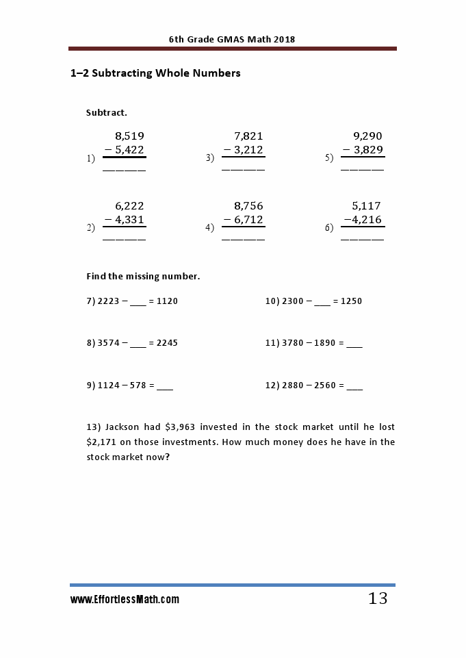 Georgia 6th Grade Math Worksheets
