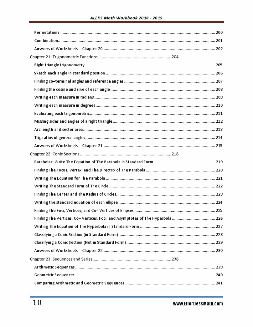 ALEKS Math Placement Assessment Workbook 2018 – 2019: The Most ...