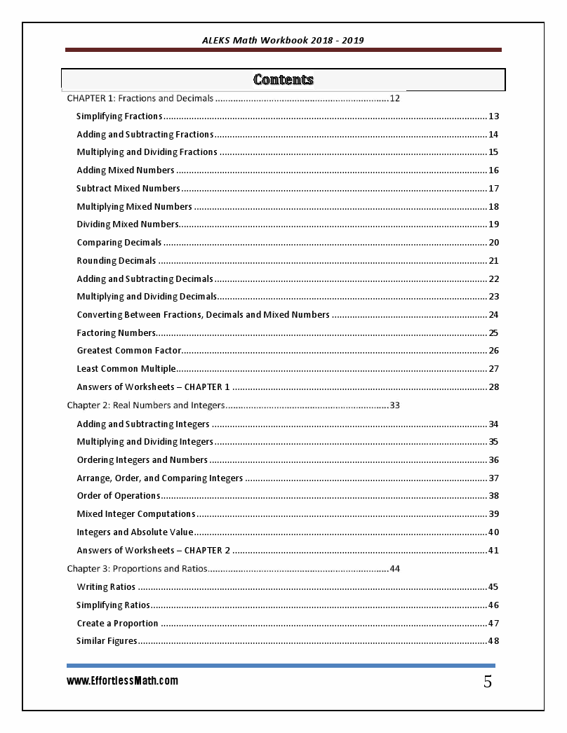 ALEKS Math Placement Assessment Workbook 2018 – 2019: The Most ...