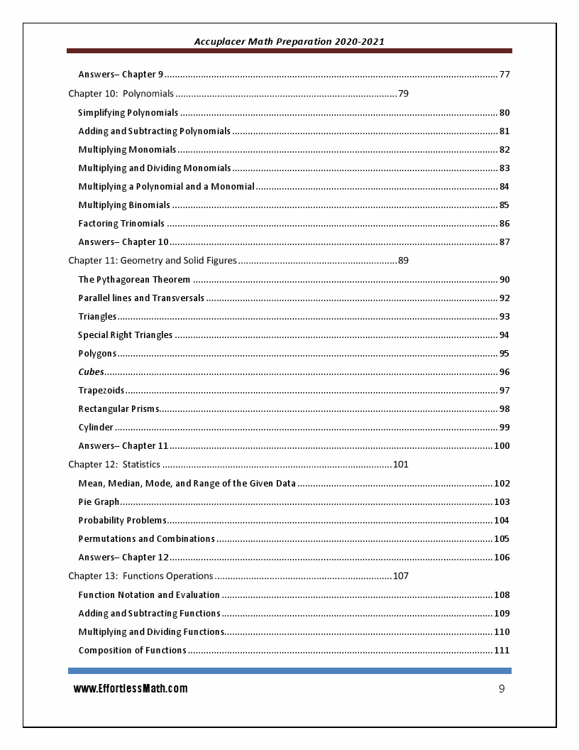 accuplacer math practice test