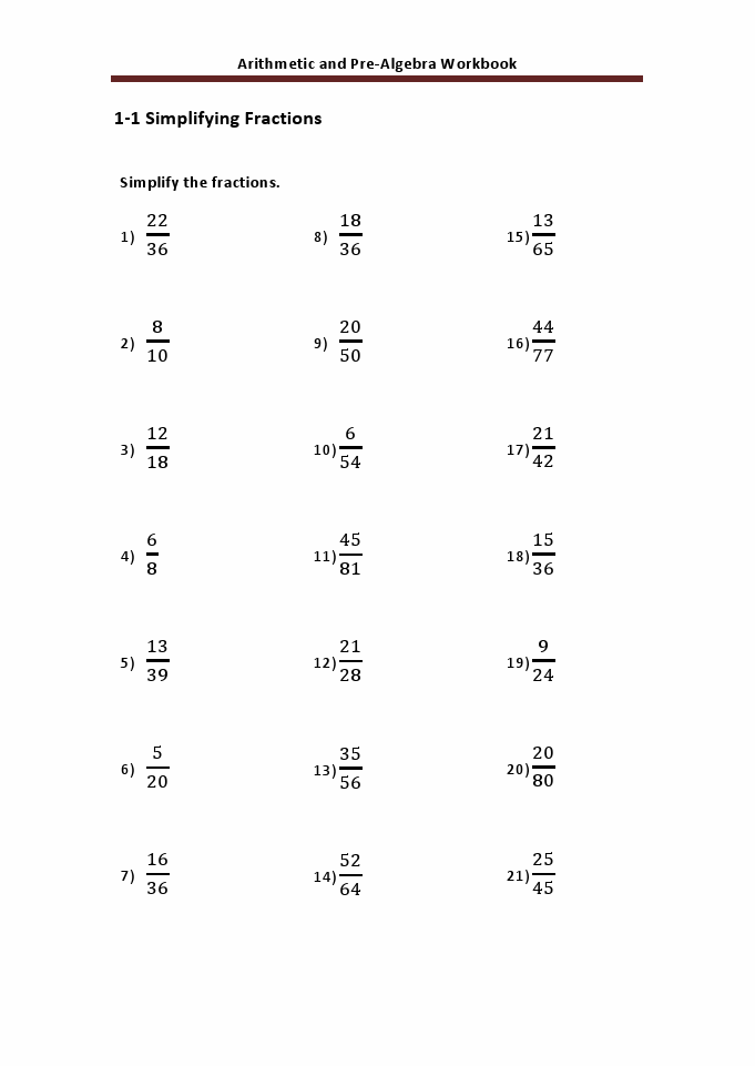 Arithmetic and Pre-Algebra Workbook: Comprehensive Activities for ...