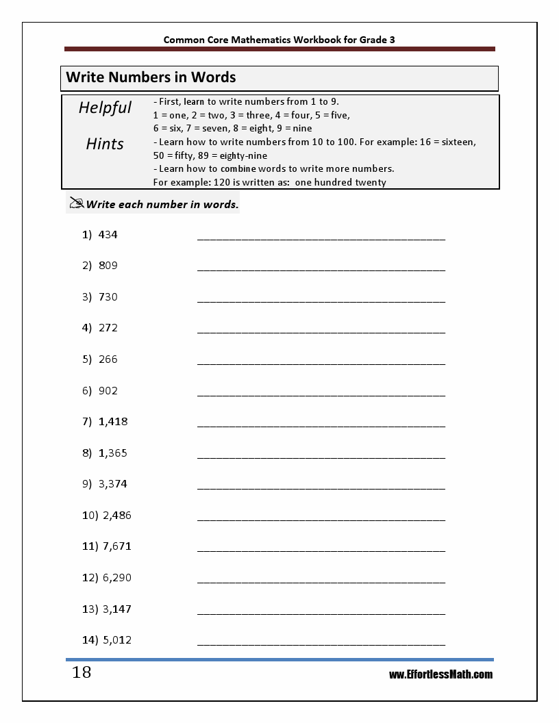 Common Core Mathematics Worksheets