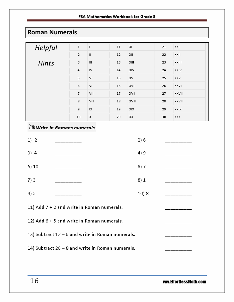Fsa Math 3rd Grade Practice Test Printable