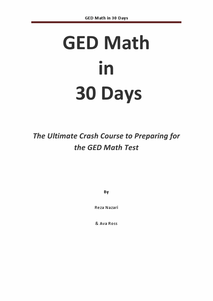 GED Math in 30 Days The Ultimate Crash Course to Preparing for the GED