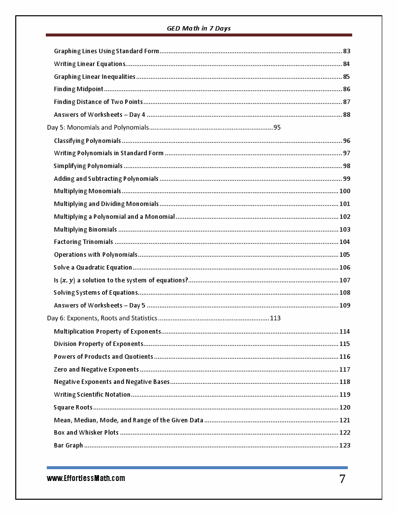 GED Math Cheat Sheet