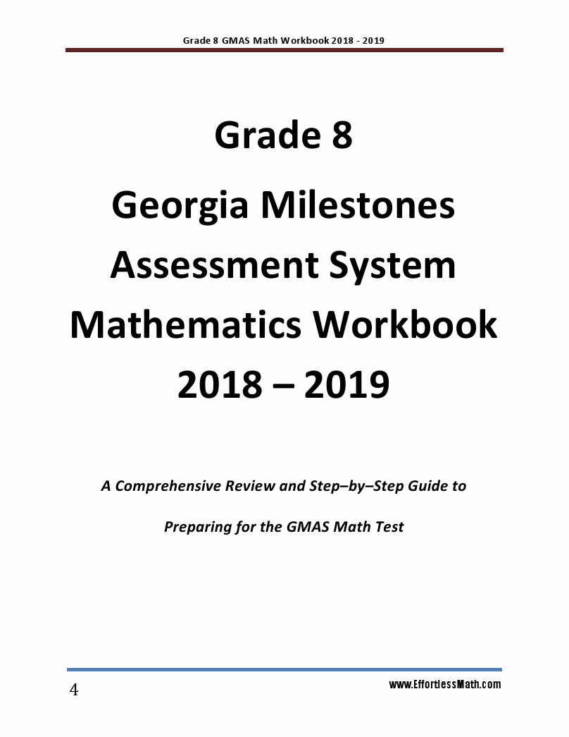 Grade 8 Georgia Milestones Mathematics Workbook 2018 2019 A Comprehensive Review And Step By 7688