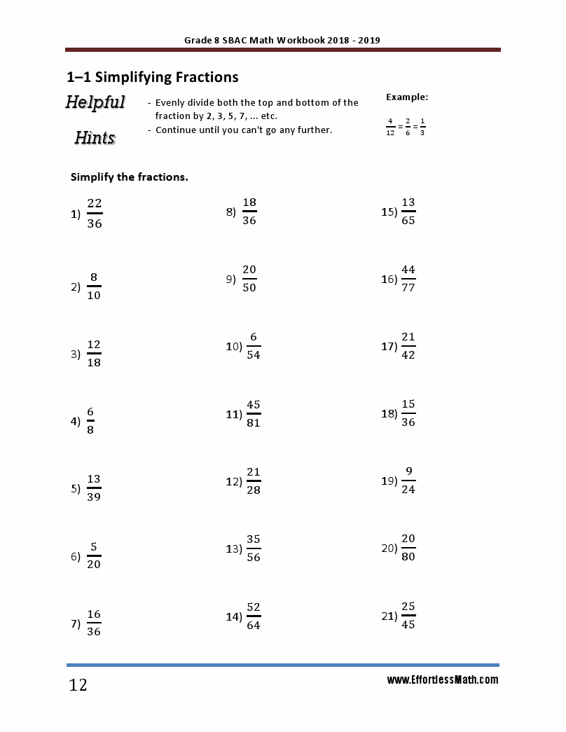 Grade 8 SBAC Mathematics Workbook 2018-2019: A Comprehensive Review and ...