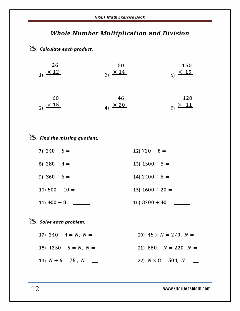 Free Hiset Math Study Worksheets