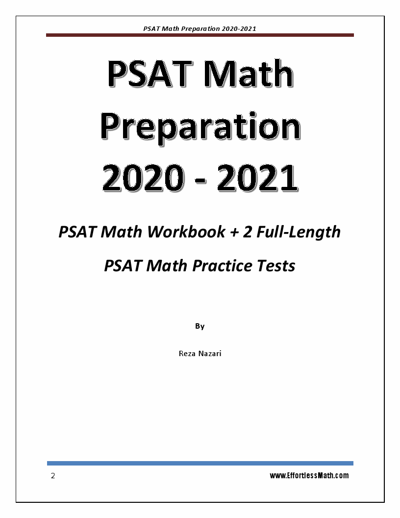 PSAT Math Preparation 2020 2021 PSAT Math Workbook + 2 FullLength