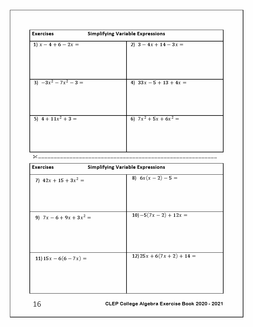 CLEP College Algebra Exercise Book 2020-2021: Student Workbook and Two ...