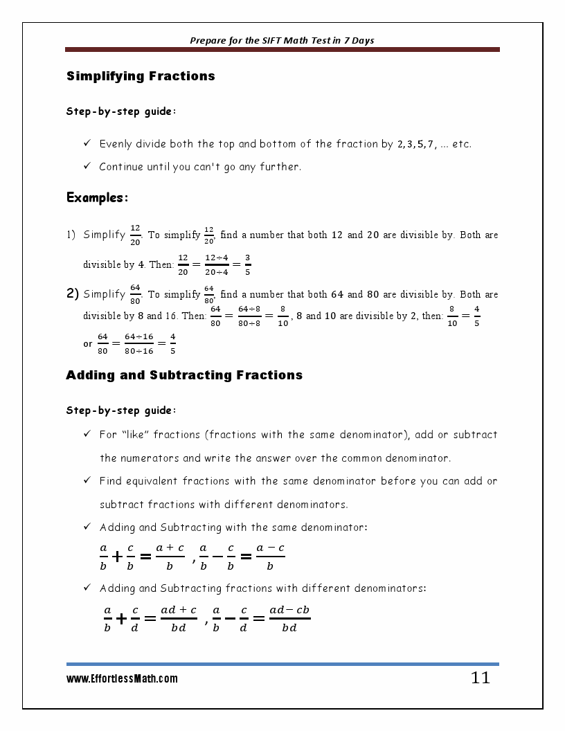 Prepare for the SIFT Math Test in 7 Days: A Quick Study Guide with Two ...