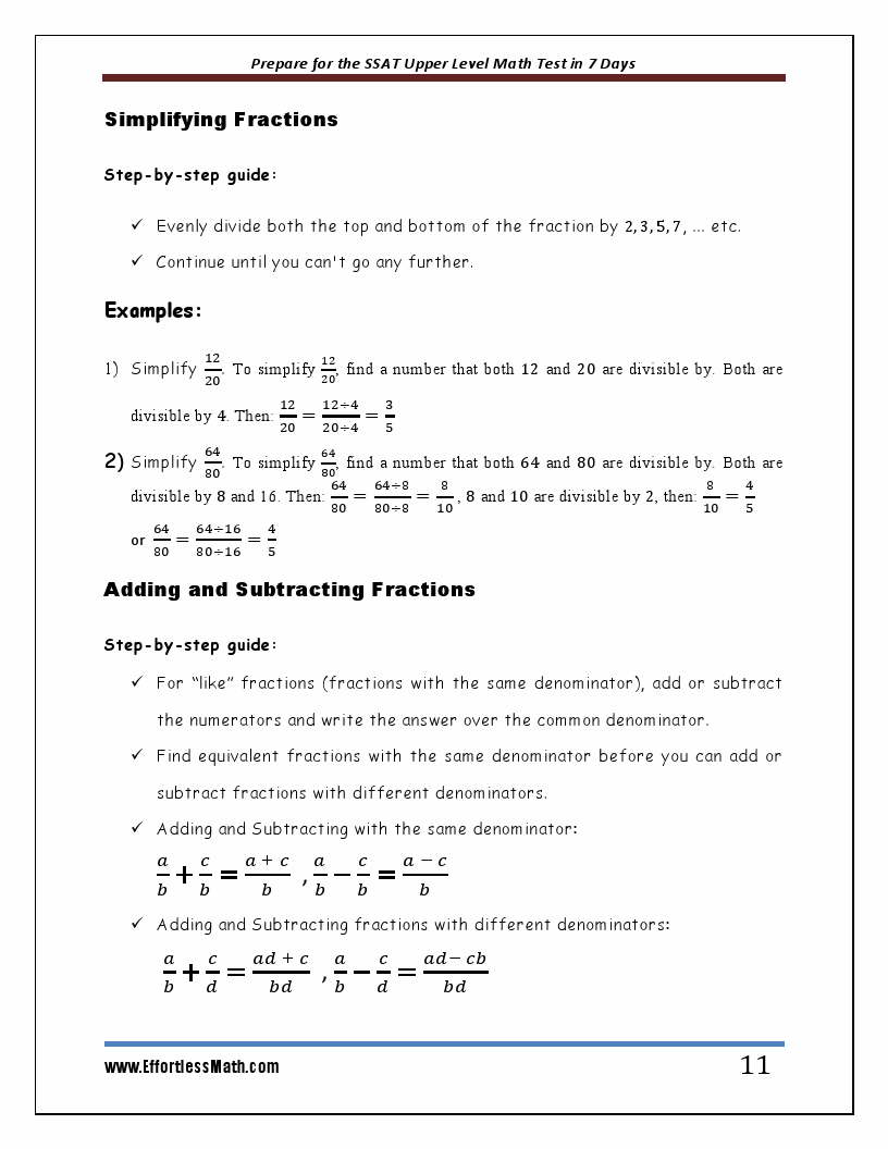 Prepare for the SSAT Upper Level Math Test in 7 Days: A Quick Study ...