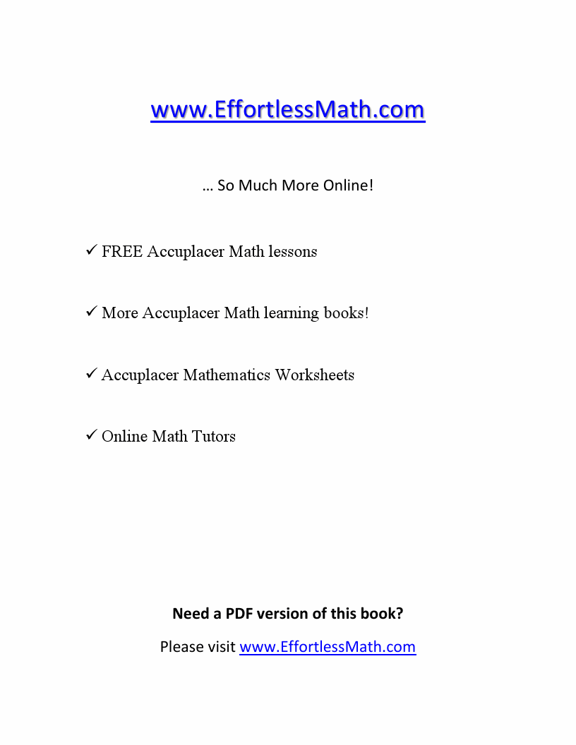 accuplacer math practice sample