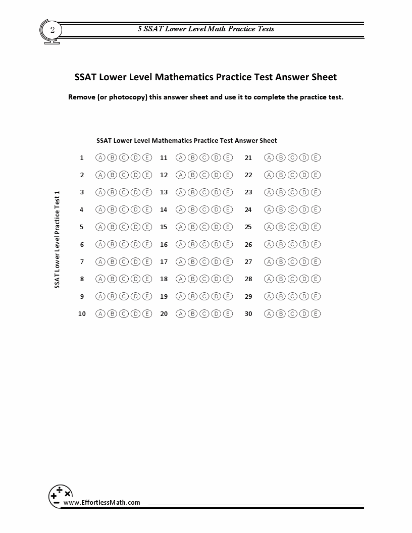 5 SSAT Lower Level Math Practice Tests: Extra Practice To Help Achieve ...