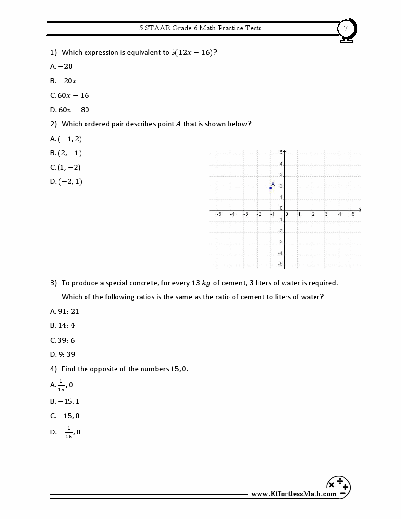 5 STAAR Grade 6 Math Practice Tests: Extra Practice to Help Achieve an ...