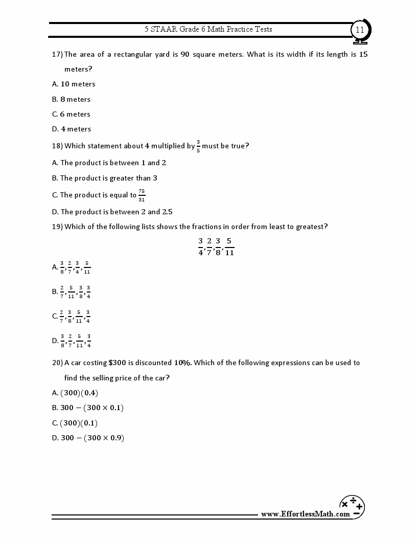 6th Grade Math Staar Practice Worksheets