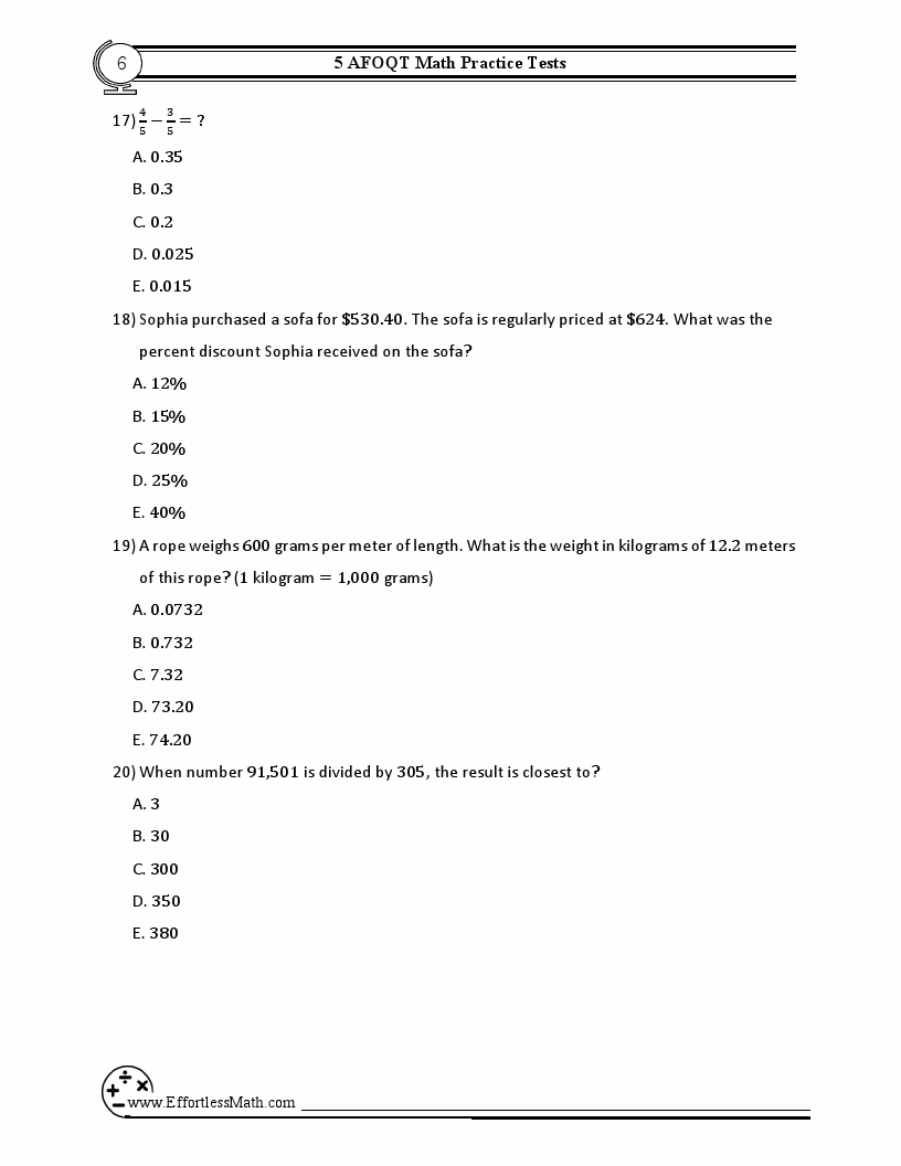 5 AFOQT Math Practice Tests: Extra Practice to Help Achieve an ...