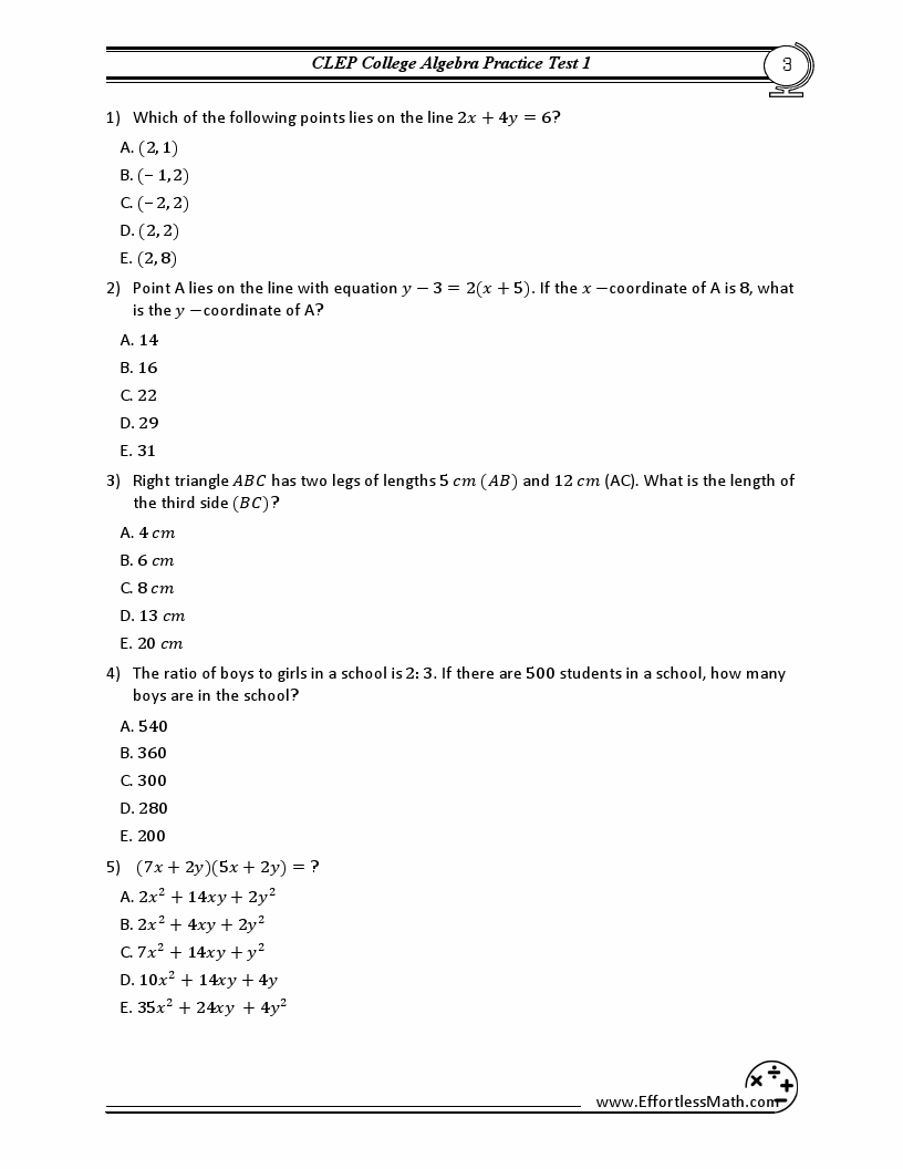 5 CLEP College Algebra Practice Tests: Extra Practice To Help Achieve ...