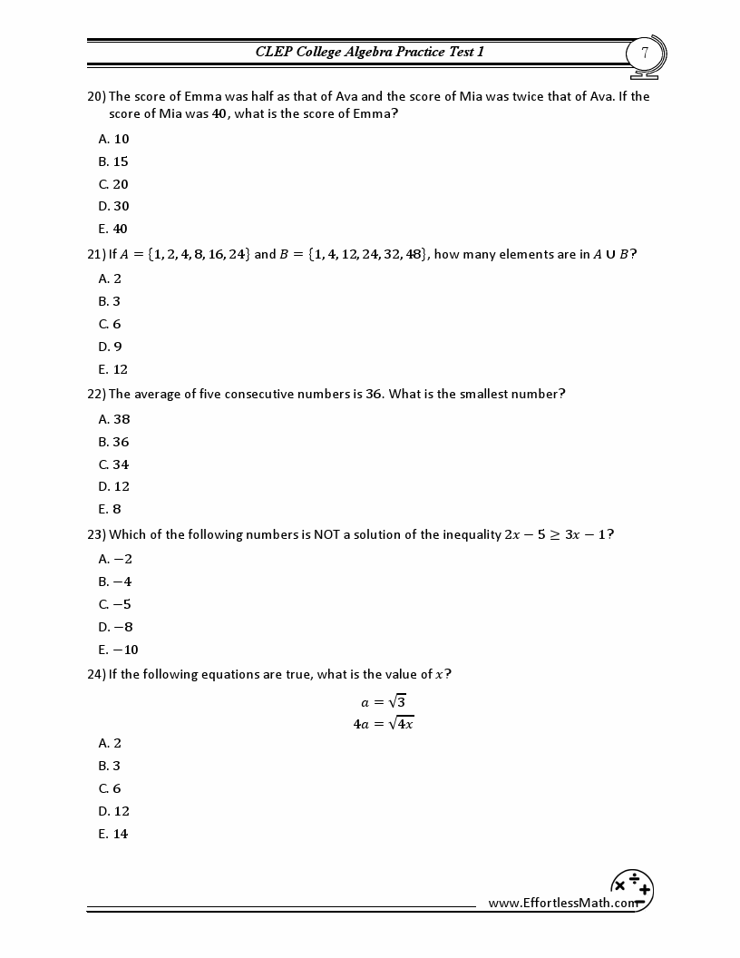 5 CLEP College Algebra Practice Tests: Extra Practice To Help Achieve ...