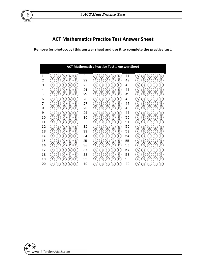 5 ACT Math Practice Tests Extra Practice to Help Achieve an Excellent