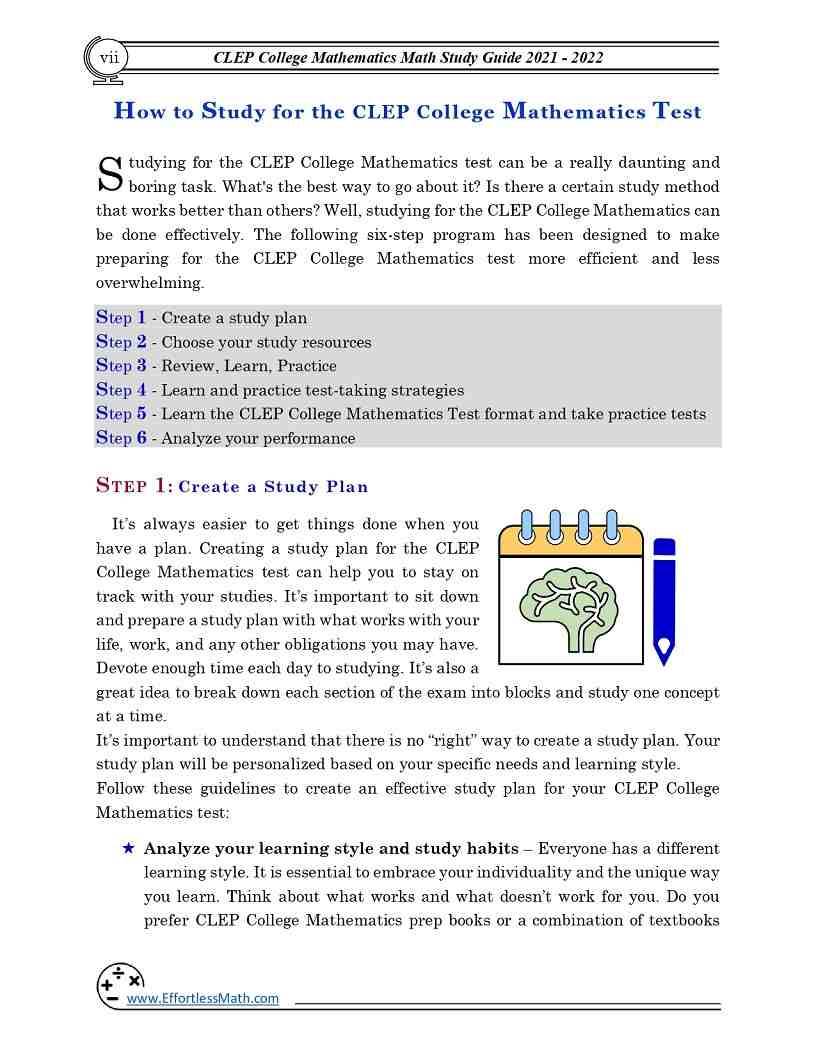 CLEP College Mathematics Study Guide: Step-By-Step Guide To Preparing ...