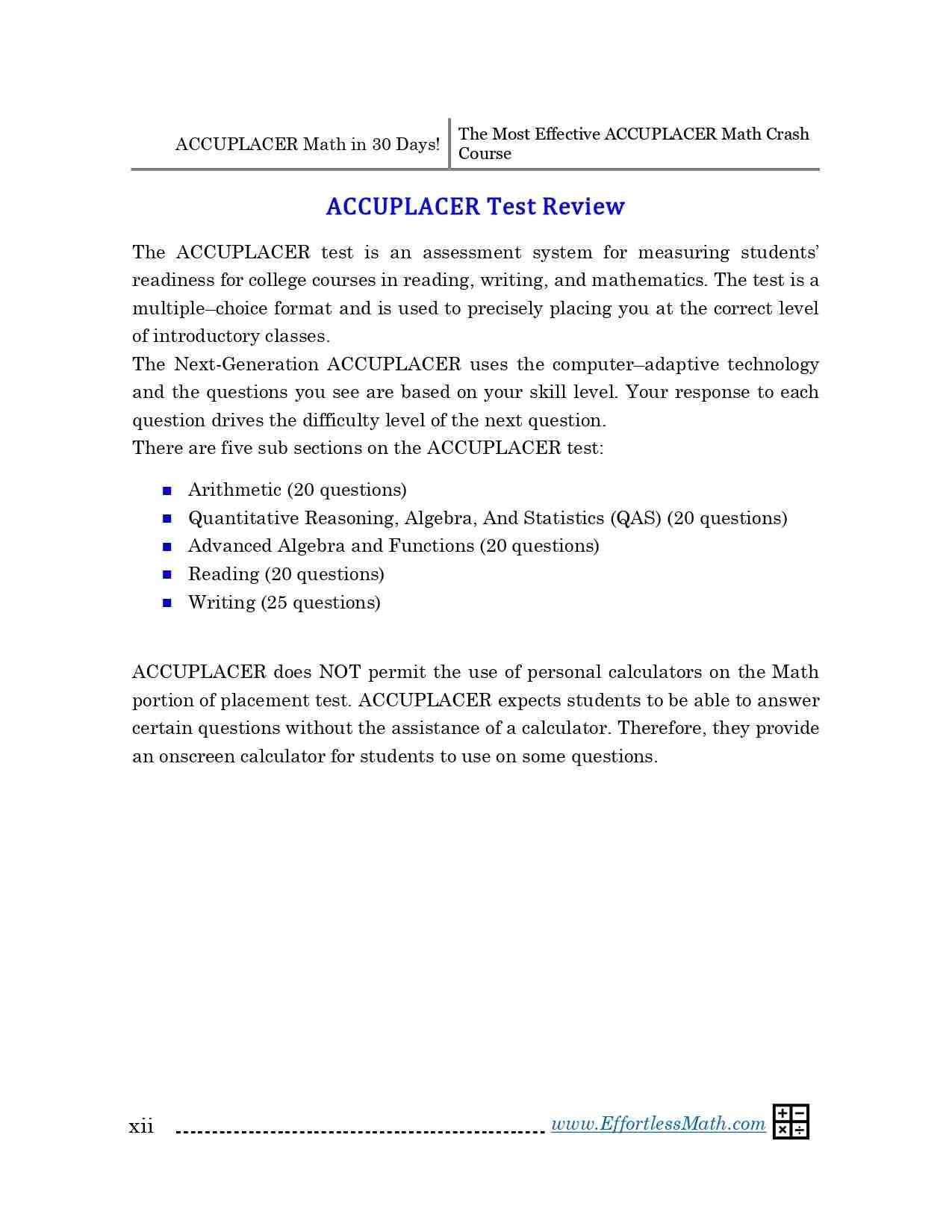 accuplacer math study guide pdf