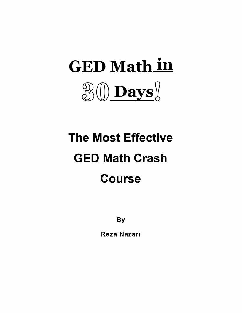 GED Math in 30 Days The Most Effective GED Math Crash Course