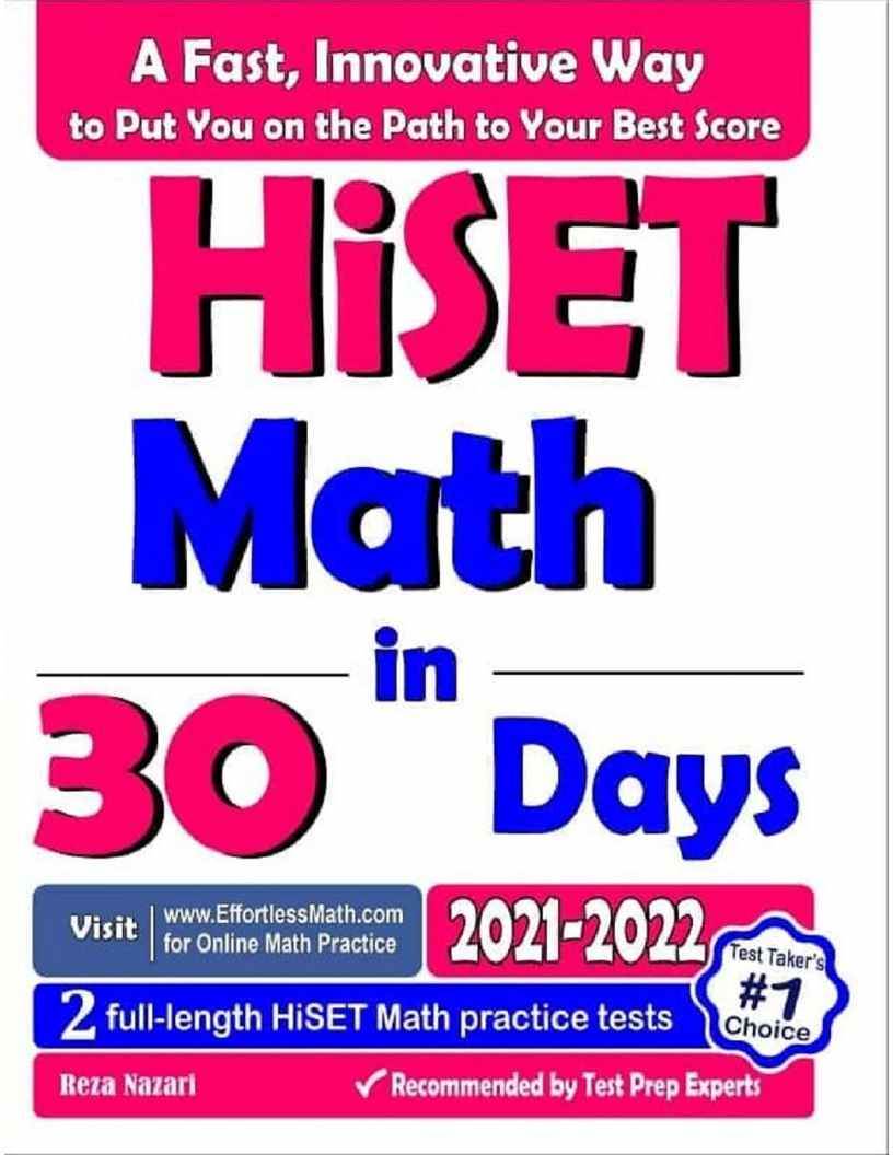 HiSET Math In 30 Days: The Most Effective HiSET Math Crash Course ...