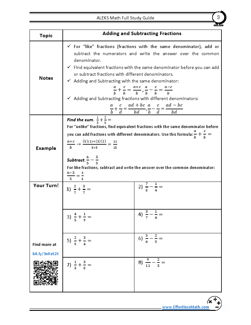 ALEKS Math Full Study Guide Comprehensive Review + Practice Tests